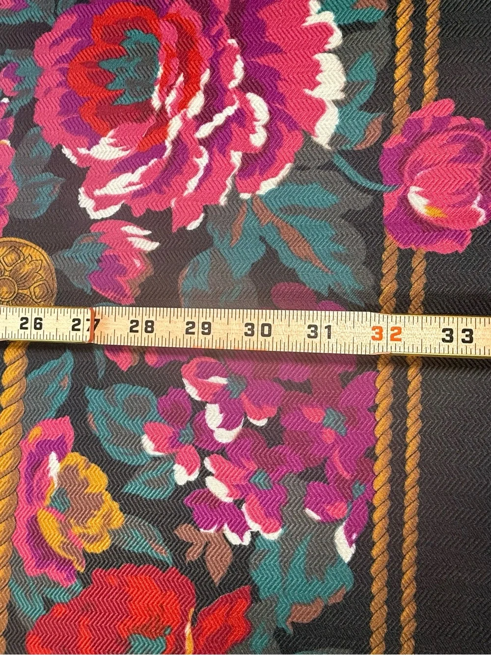 Vintage Floral Scarf Square Italy Cottagecore Boho Pink Red Black Wrap Academia